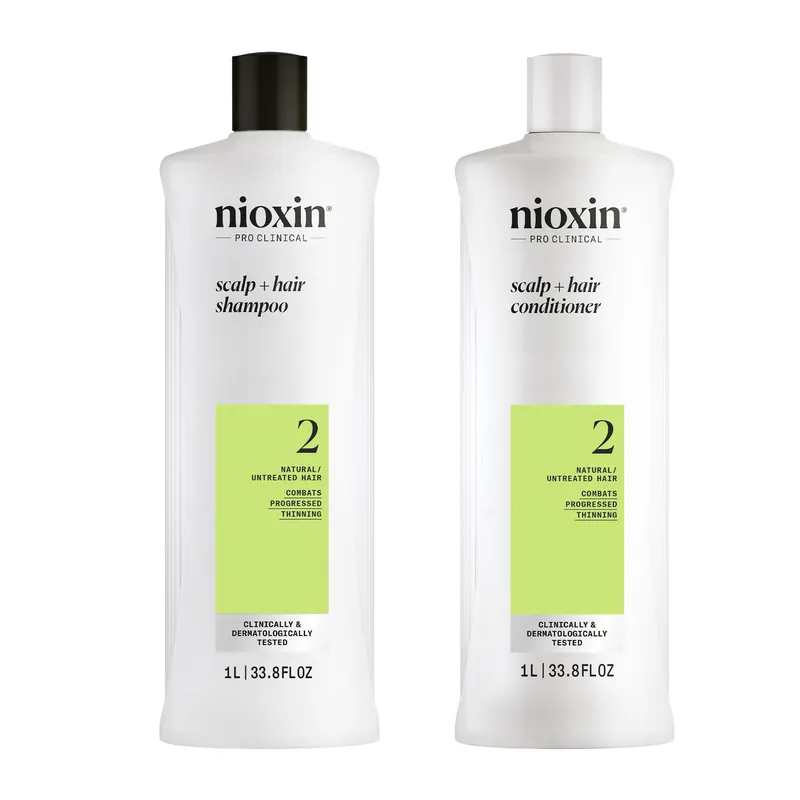 Nioxin System 2 Scalp + Hair Shampoo & Conditioner 33.8 oz / Liter Duo | Natural / Untreated Hair