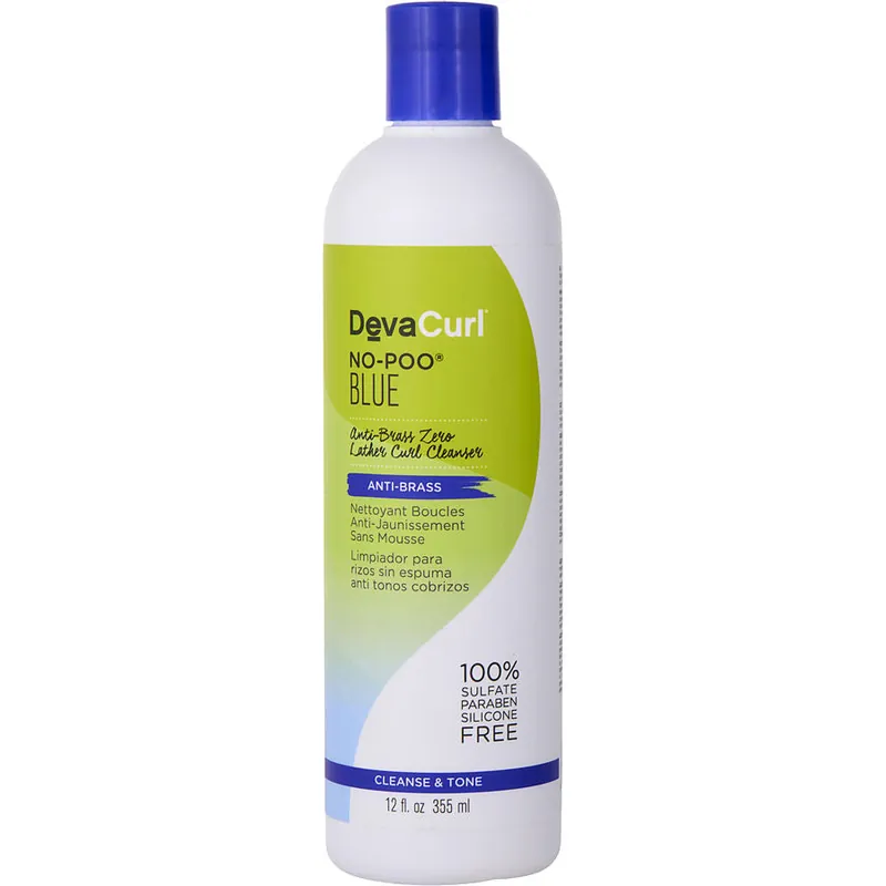 DevaCurl No-Poo Blue Anti-Brass Zero Lather Curl Cleanser 12 oz | Cleanse & Tone