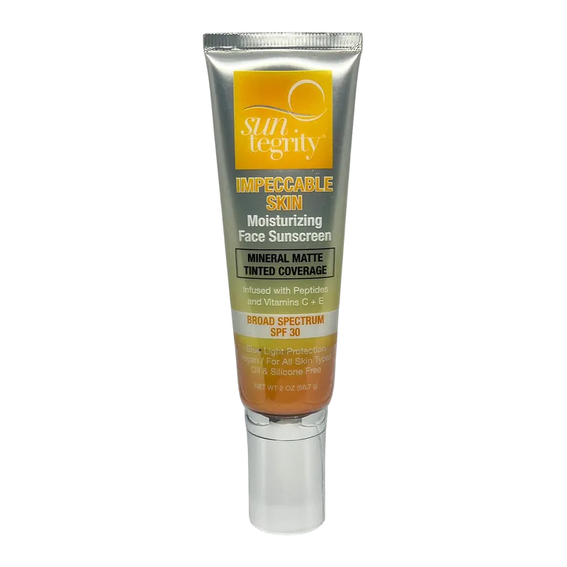 Suntegrity Impeccable Skin Moisturizing Face Sunscreen Mineral Matte Tinted Coverage SPF 30 2 oz