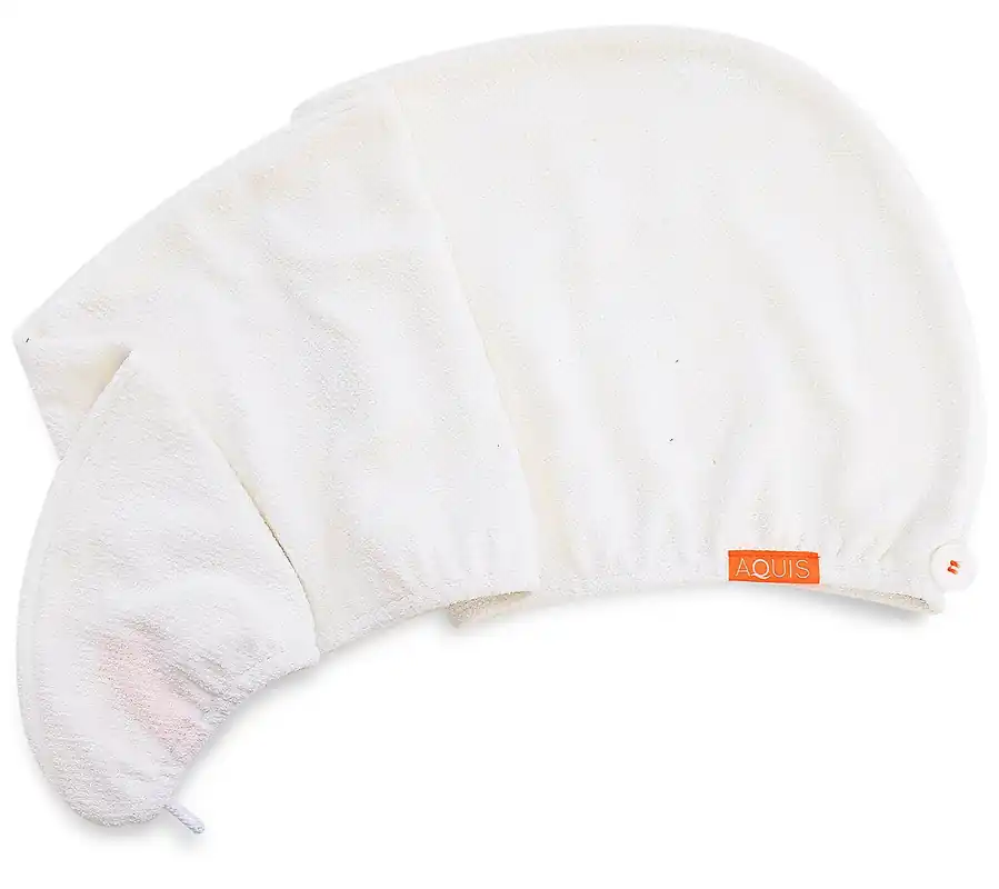 Aquis Prime Lisse Luxe Rapid Dry Hair Towel Ivory White