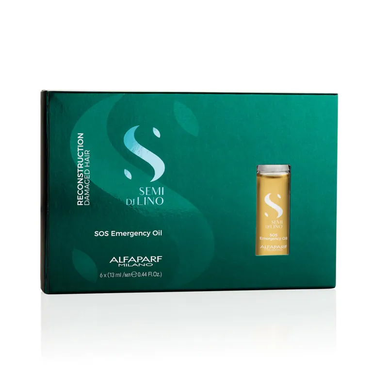 Alfaparf Semi Di Lino Reconstruction SOS Emergency Oil 13 ml / 0.44 oz - Pack Of 6 Vials | For Damaged Hair