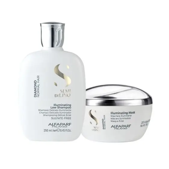 [Sample 0.68 oz] Alfaparf Milano Semi Di Lino Illuminating Low Shampoo + Mask Duo | Diamond Shine For Normal Hair - Free Sample