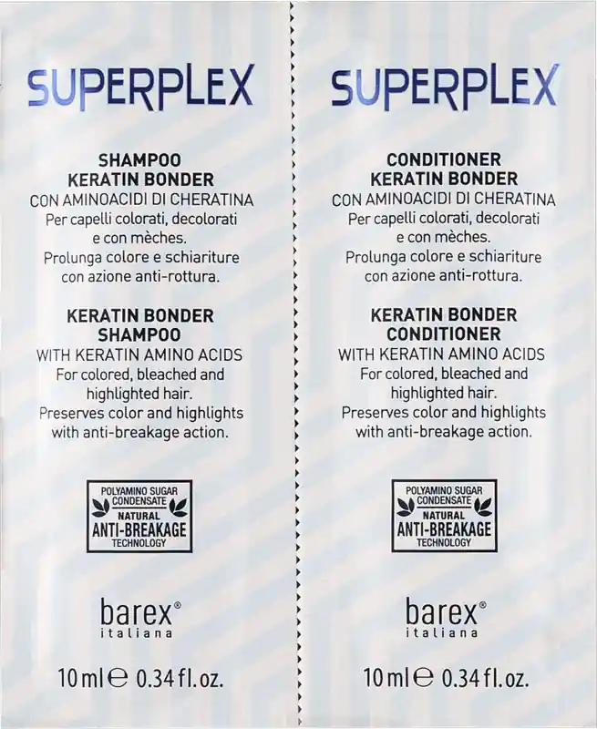 [Sample 0.68 oz] Barex Italiana Superplex Keratin Blonder Shampoo & Conditioner Duo - Free Sample