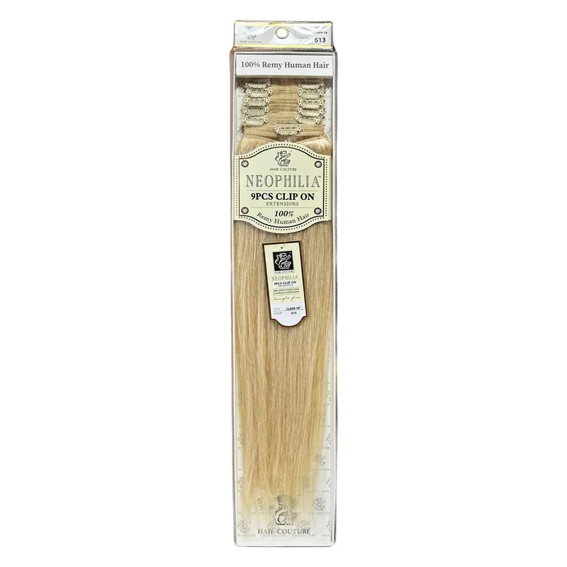 Hair Couture Neophilia 9 Pcs Clip On Extensions 18" - Color 613 | 100% Remy Human Hair