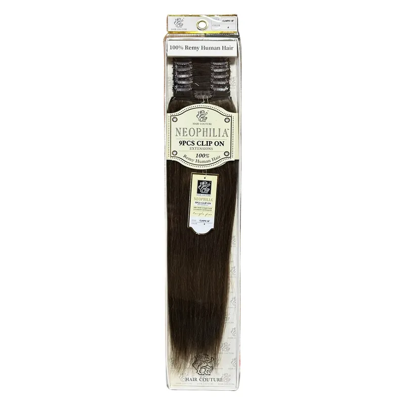 Hair Couture Neophilia 9 Pcs Clip On Extensions 18" - Color 4 | 100% Remy Human Hair