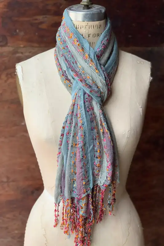 Dolma Pema Rayon Scarf - Grey / Pink