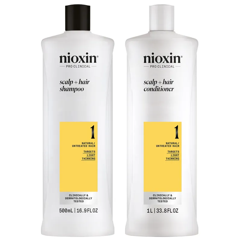 Nioxin System 1 Scalp + Hair Shampoo & Conditioner 33.8 oz / Liter Duo | Natural / Untreated Hair