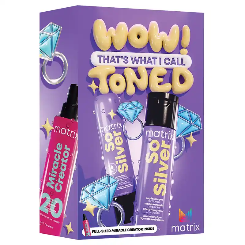 Matrix Wow! That's What I Call Toned - So Silver Holiday Gift Set | Shampoo, Conditioner & Miracle Creator