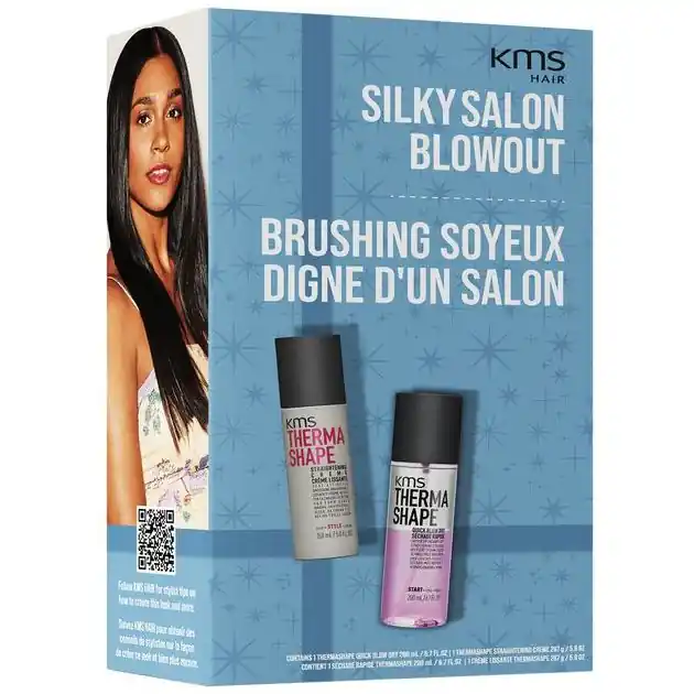 KMS Silky Salon Blowout Holiday Gift Set | THERMA SHAPE Straightening Creme & THERMA SHAPE Quick Blow Dry