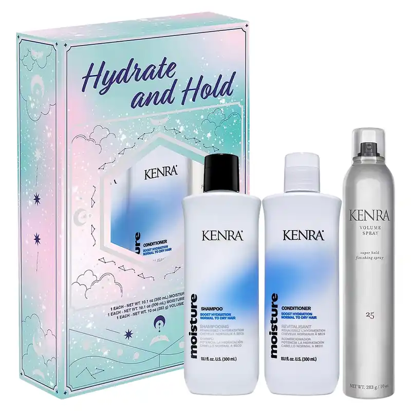 Kenra Hydrate & Hold Holiday Gift Kit | Volume Spray 25, Moisture Shampoo & Conditioner