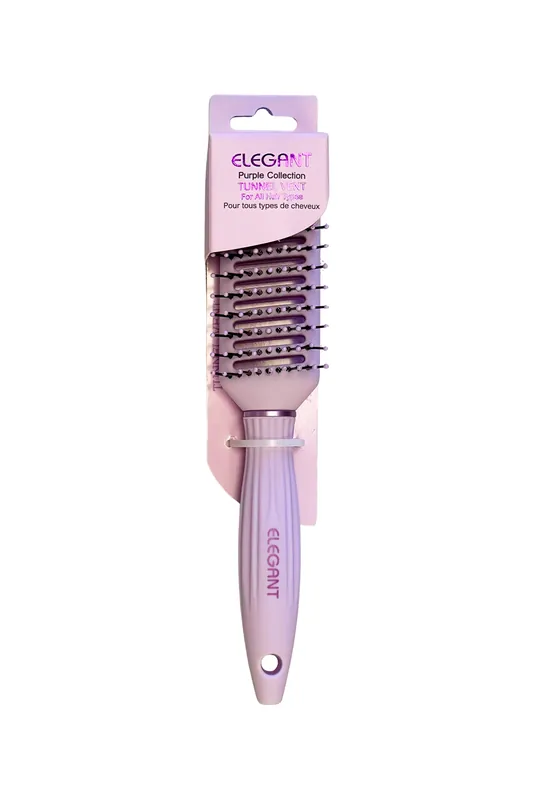 Elegant #714 Wet & Dry Detangler Tunnel Vent Hair Brush - Medium (9.25") / Purple
