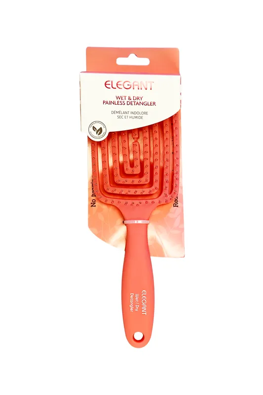 Elegant #322 Wet & Dry Painless Detangler Vented Spiral Hair Brush - Large (10") / Coral