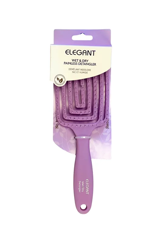 Elegant #323 Wet & Dry Painless Detangler Vented Spiral Hair Brush - Large (10") / Purple