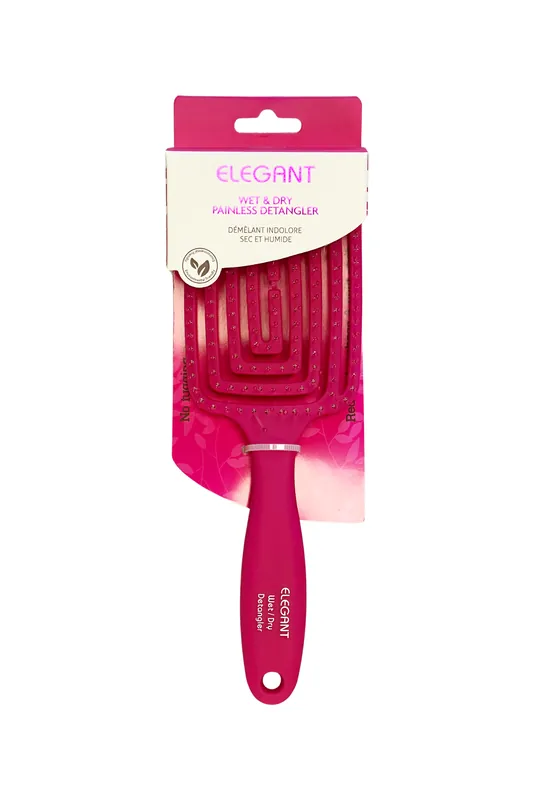 Elegant #325 Wet & Dry Painless Detangler Vented Spiral Hair Brush - Large (10") / Hot Pink