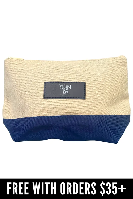 [FREE GIFT] Yon-Ka Cosmetic Bag - Beige / Blue (9" x 6" x 4")