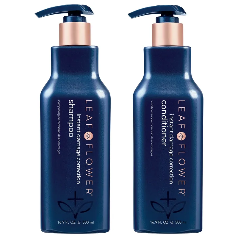 Leaf & Flower Instant Damage Correction Duo (16.9 oz) - Professional Repair Shampoo & Conditioner