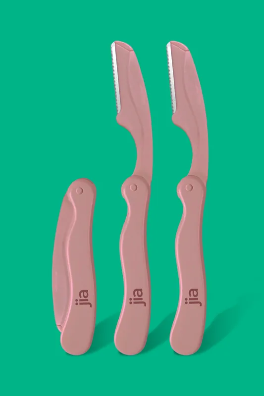 Jia Dermaplane Facial Folding Razor 3 Pack in Champagne Blush - jia Personal Care