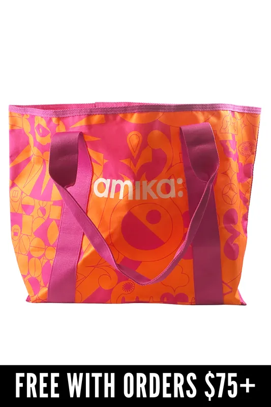 [FREE GIFT] Amika Large Tote Bag - Orange / Pink (23" x 14" x 8")