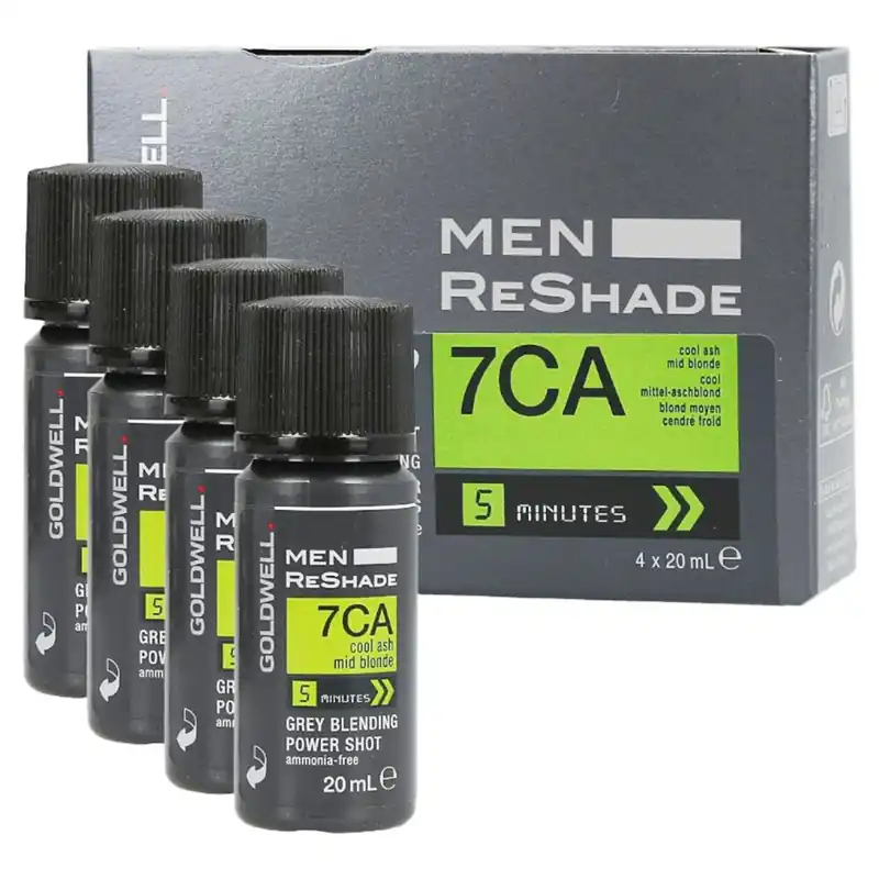Goldwell Men ReShade Grey Blending Power Shot (4 x 0.6 oz / 20 ml) - 7CA Cool Ash Mid Blonde