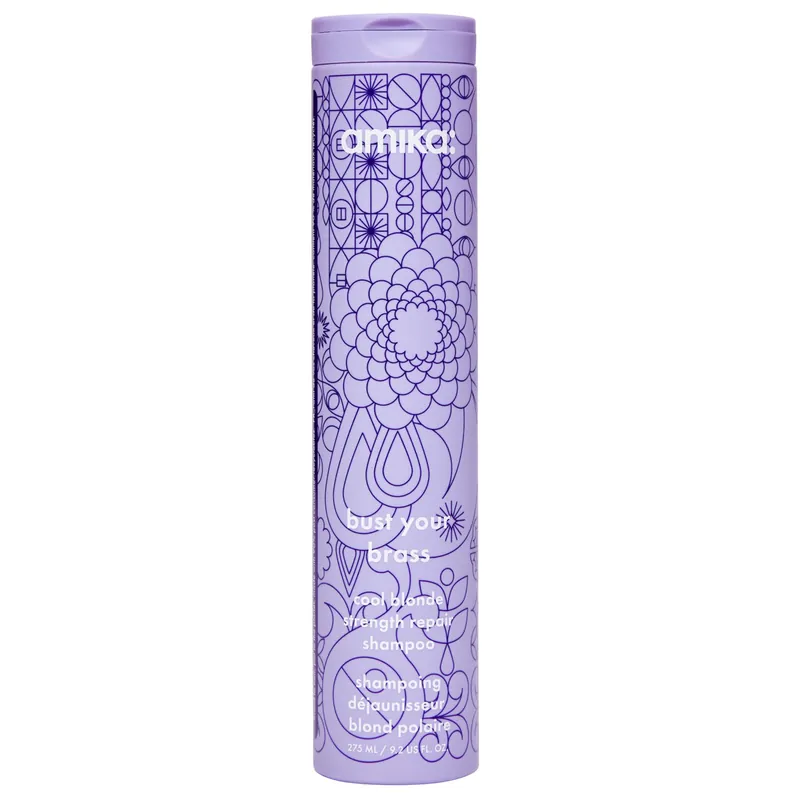 Amika BUST YOUR BRASS Cool Blonde Strength Repair Shampoo 9.2 oz / 275 ml
