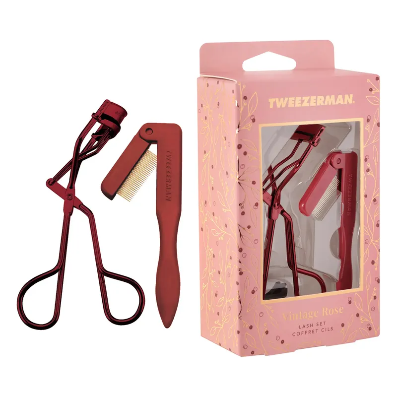 Tweezerman Classic Lash Curler + Folding iLashComb Eyelash Comb Gift Set - Vintage Rose | 4328-VRR