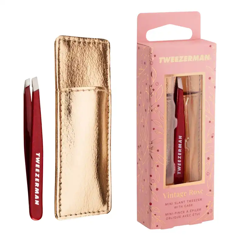 Tweezerman Mini Slant Tweezer With Case - Vintage Rose | 4046-VRR