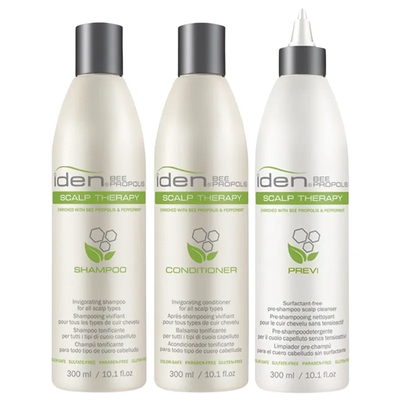 Iden Bee Propolis SCALP THERAPY Invigorating Shampoo, Conditioner & Previ Holiday Tro Kit