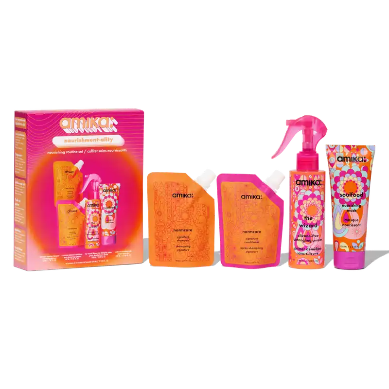Amika Nourishment-ality Nourishing Routine Set 4-Piece Kit (Net 12.3 oz / 370 ml)