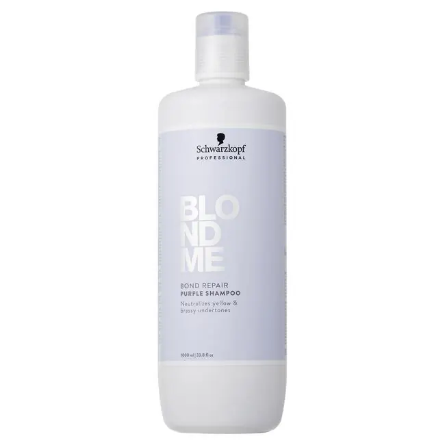 Schwarzkopf Blondme Bond Repair Purple Shampoo 1000 ml / 33.8 oz - Neutralizes Yellow & Brassy Undertones