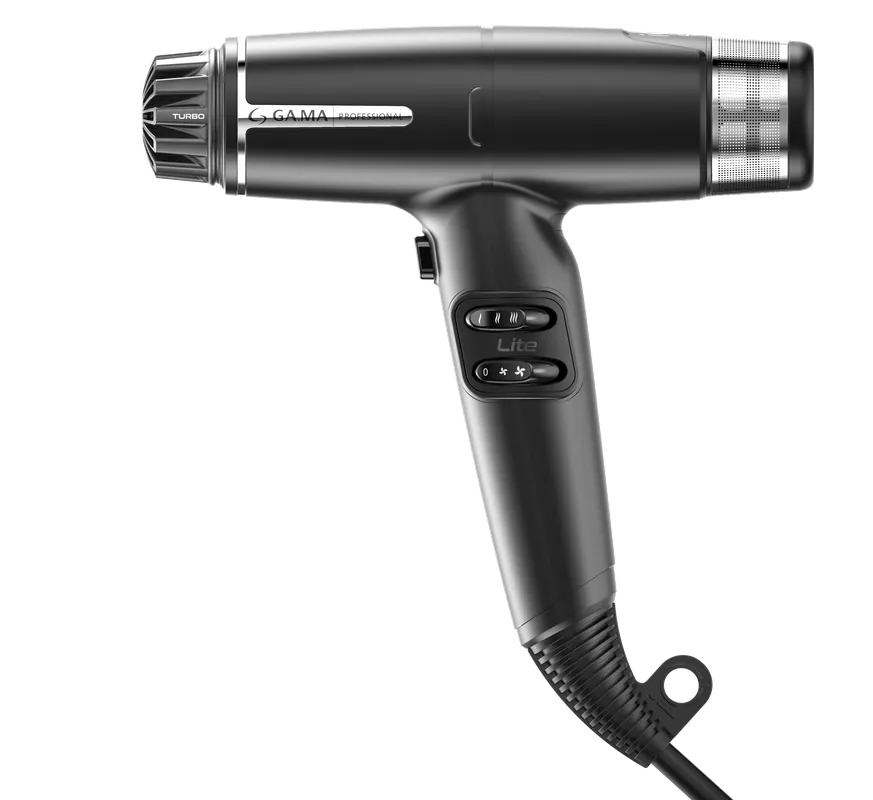 Gama Professional iQ LiteMAX Hair Dryer - Black 1600W Ultra-Lightweight Blow Dryer