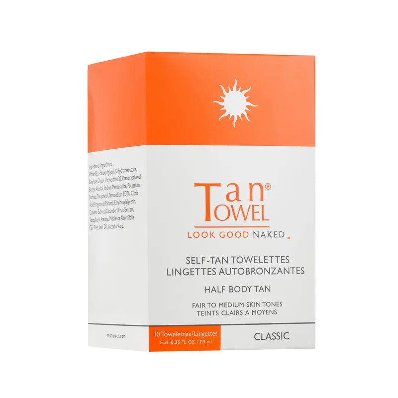 Tan Towel Self-Tan Towelettes Half Body Tan 10 Pack - Classic | Fair to Medium Skin Tones