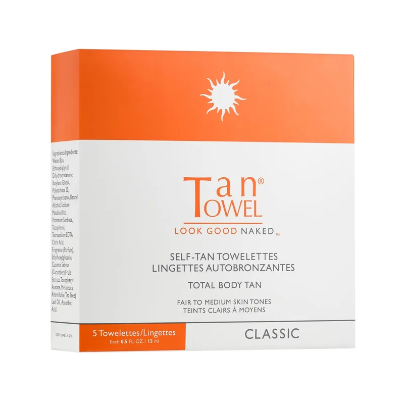 Tan Towel Self-Tan Towelettes Total Body Tan 5 Pack - Classic | Fair to Medium Skin Tones