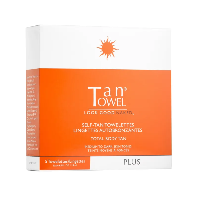 Tan Towel Self-Tan Towelettes Total Body Tan 5 Pack - Plus | Medium to Dark Skin Tones