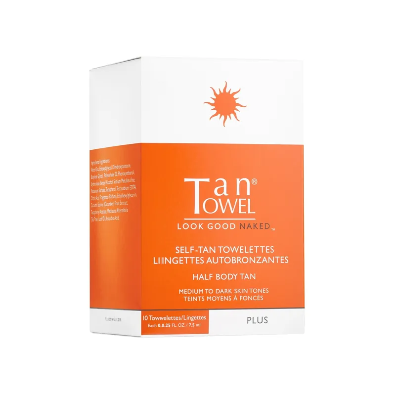 Tan Towel Self-Tan Towelettes Half Body Tan 10 Pack - Plus | Medium to Dark Skin Tones