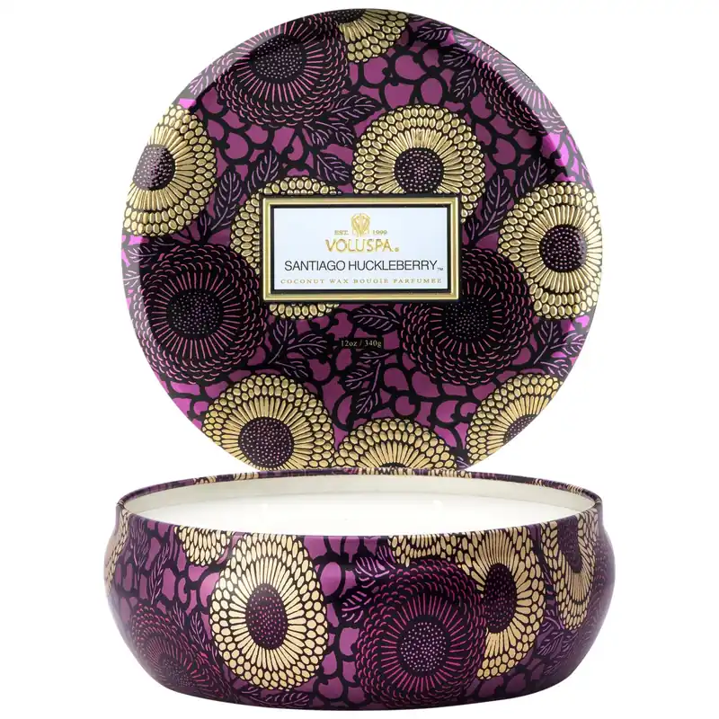 Voluspa 3 Wick Tin Candle 12 oz / 340 g - Santiago Huckleberry