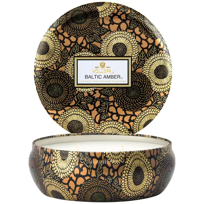 Voluspa 3 Wick Tin Candle 12 oz / 340 g - Baltic Amber