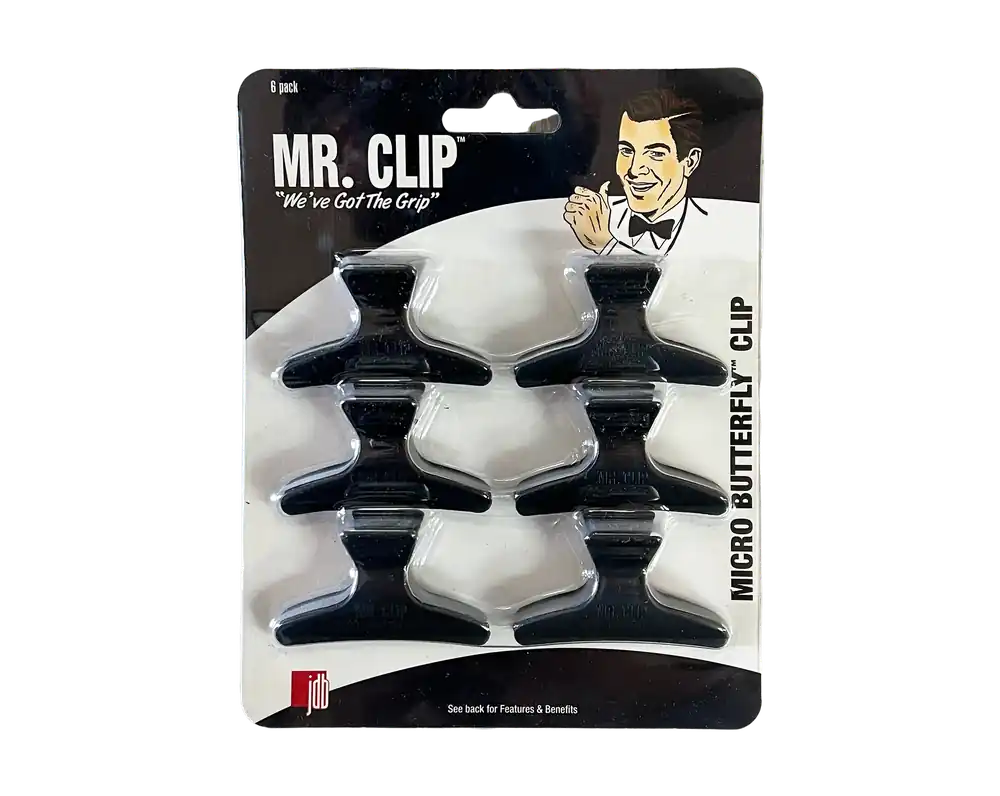 J&D Mr. Clip Micro Butterfly Black | 6 Pack