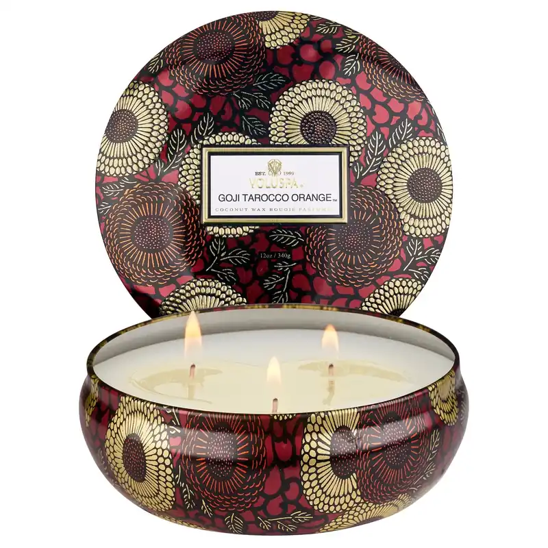 Voluspa 3 Wick Tin Candle 12 oz / 340 g - Goji Tarocco Orange