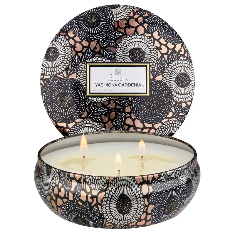 Voluspa 3 Wick Tin Candle 12 oz / 340 g - Yashioka Gardenia