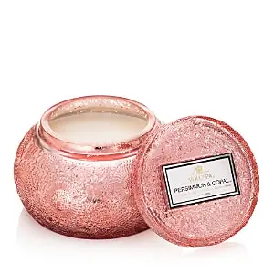 Voluspa Persimmon and Copal Embossed Glass Chawan Bowl Candle