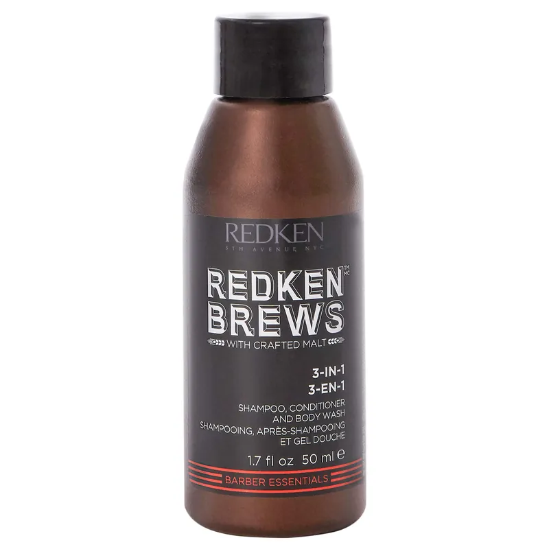 Redken Brews 3-In-1 Shampoo, Conditioner & Body Wash 1.7 oz / 50 ml | Travel Size