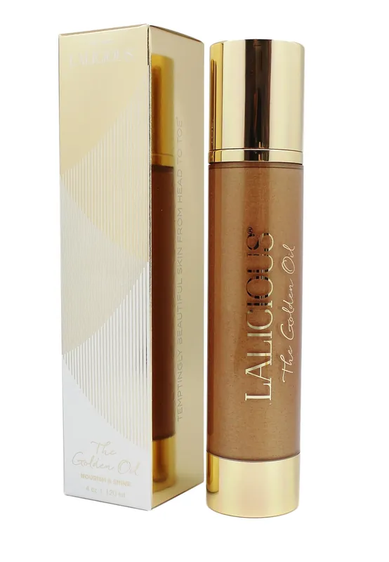LaLicious The Golden Oil - Shimmering Marula, Macadamia & Coconut Beauty Body Oil with Natural Mica 4 Oz