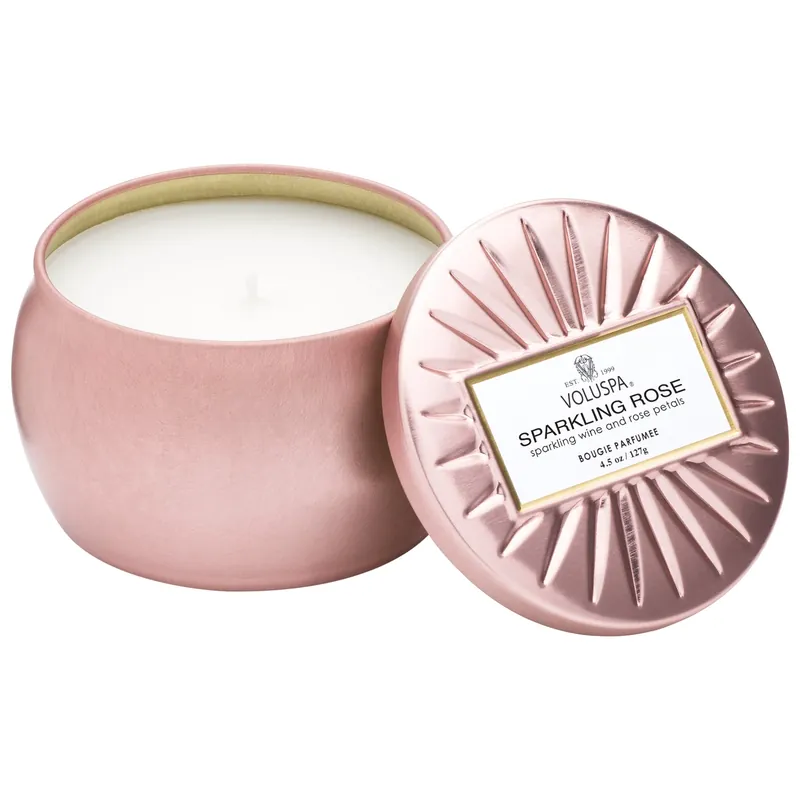Voluspa Mini Tin Candle 4.5 oz / 127 g - Sparkling Rose