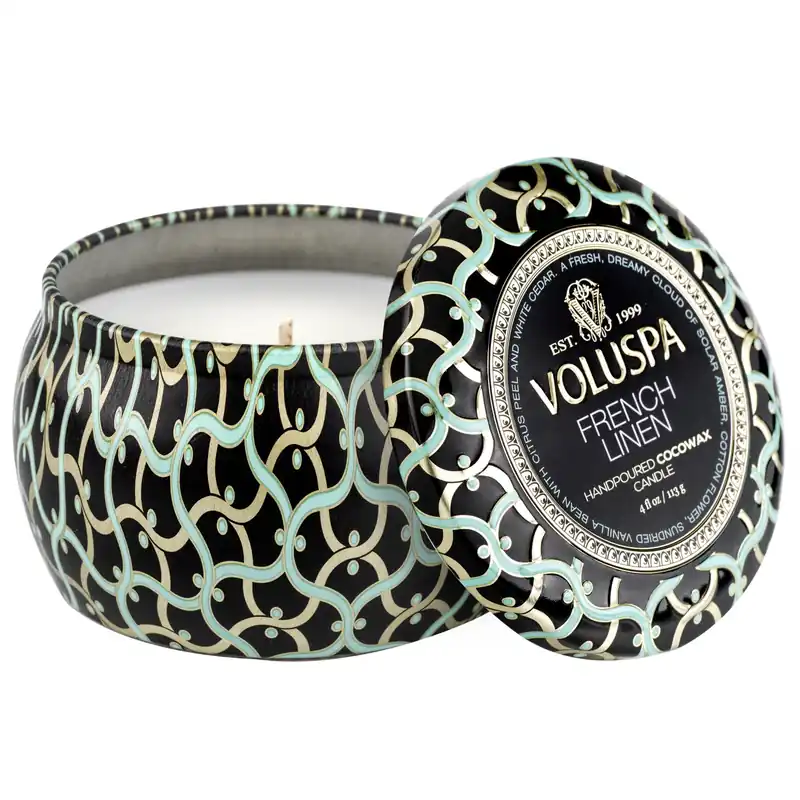 Voluspa Mini Tin Candle 4 oz / 113 g - French Linen