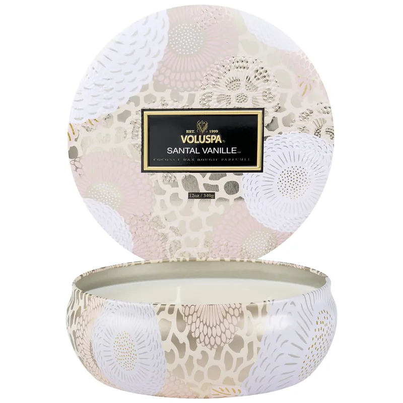 Voluspa 3 Wick Tin Candle 12 oz / 340 g - Santal Vanille