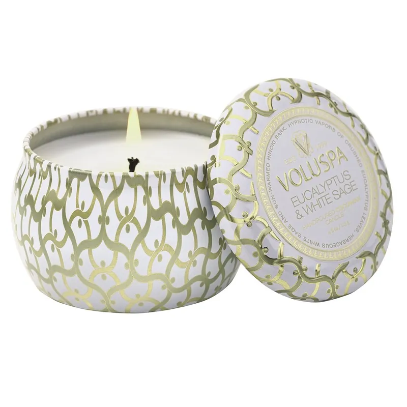 Voluspa Eucalyptus & White Sage Mini Tin Candle 4 Oz