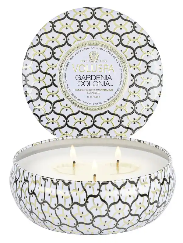 Voluspa Gardenia Colonia 3 Wick Tin Candle 12 Oz