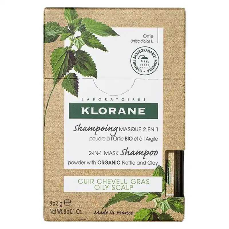 Klorane Oil Control 2-in-1 Mask Shampoo Powder With Nettle & Clay | For Oily Scalp