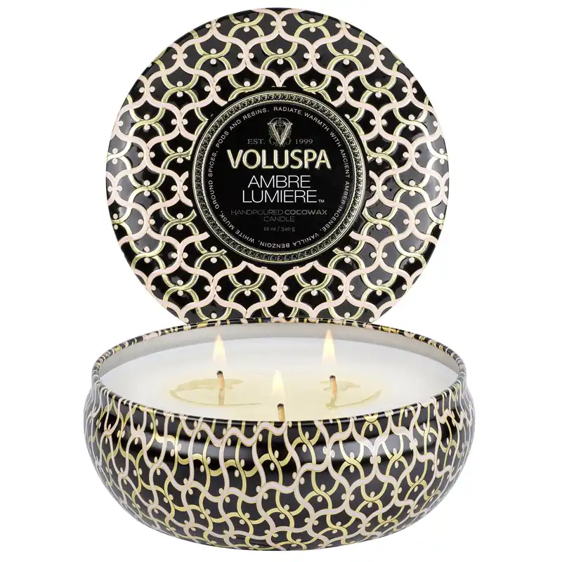 Voluspa 3 Wick Tin Candle 12 oz / 340 g - Amber Lumiere