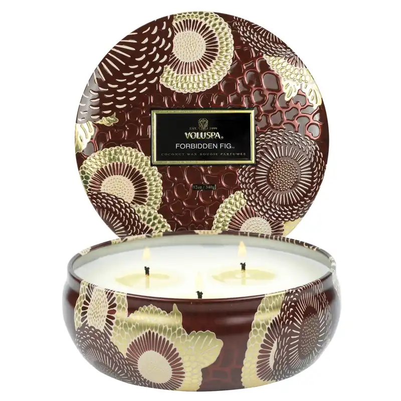Voluspa 3 Wick Tin Candle 12 oz / 340 g - Forbidden Fig